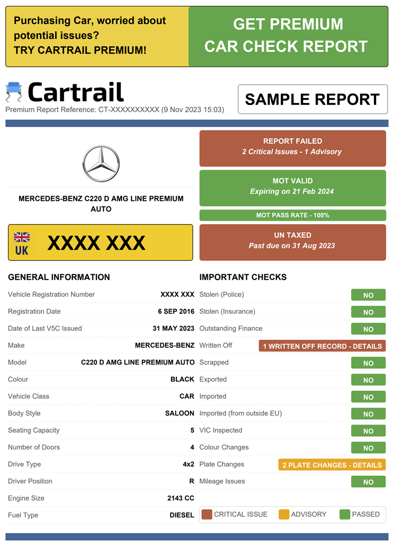 GET Premium Car Check Report